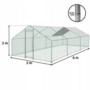 WYBIEG DLA KUR KRÓLIKÓW PTAKÓW KURNIK WOLIERA KLATKA ZAGRODA KOJEC 3x6x2M