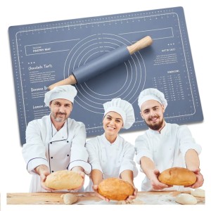 DUŻA STOLNICA SILIKONOWA MATA 70x50cm Z PODZIAŁKAMI + DUŻY WAŁEK DO CIASTA