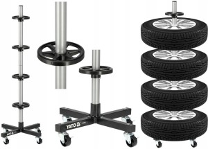 Stojak mobilny na koła Yato stalowy składany do opon 225 mm 100 kg