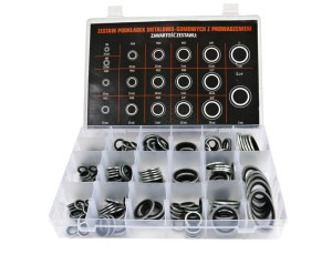 Zestaw podkładek metalowo-gumowych z prowadzeniem 205szt TEGER